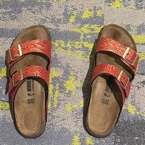 Birkenstock Women's Red Big Buckle Adjustable Sandal. SIZE 11